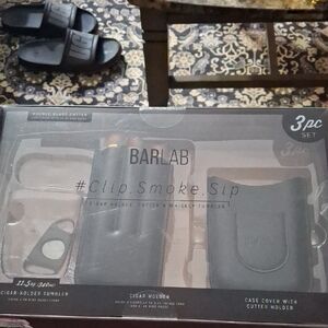 Barlab Cigar Holder and Cutter 3 Pc  Set - Black Brand New